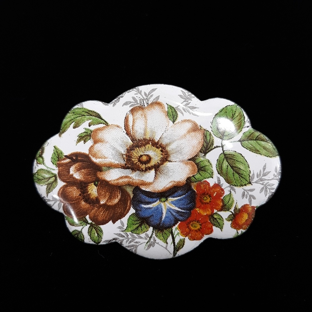 Vintage Enameled Paint Flower Brooch